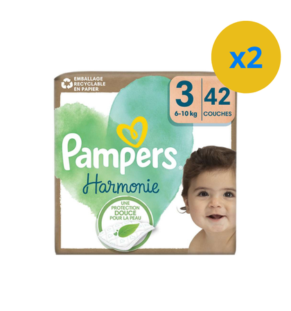 PAMPERS COUCHES BÉBÉ HARMONIE -TAILLE 3 - 42 COUCHES ( 6-10KG ) - Blaiche